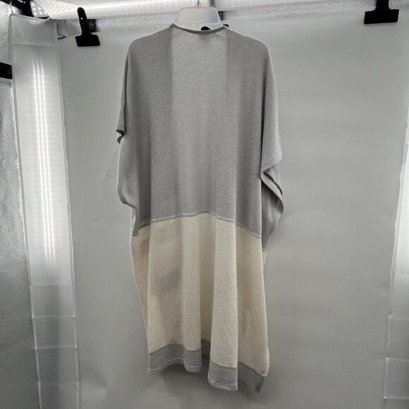 By Together Women's Short Sleeve Open Cardigan Gray/Ivory Size S/M Striped - Picture 7 of 8